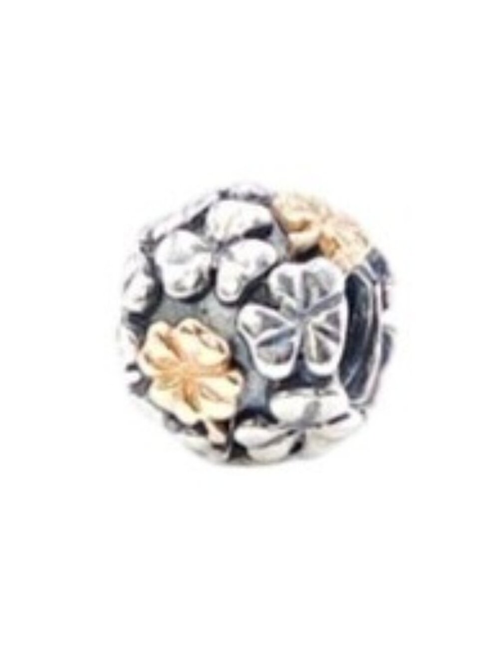 Pandora Retired Lucky Clover Sterling Silver 14K Gold Shamrock Charm